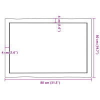 vidaXL Tischplatte 80x50x4 cm Massivholz Eiche Behandelt Baumkante