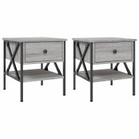 vidaXL Nachttische 2 Stk. Grau Sonoma 40x42x45 cm...