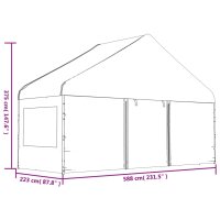 vidaXL Pavillon mit Dach Wei&szlig; 5,88x2,23x3,75 m Polyethylen