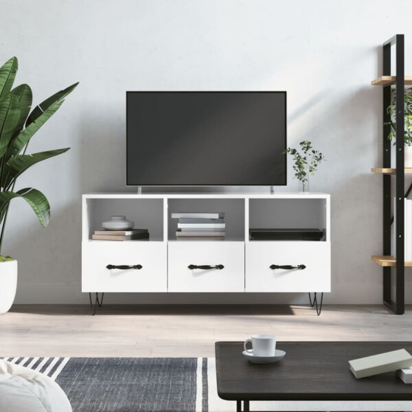 vidaXL TV-Schrank Hochglanz-Wei&szlig; 102x36x50 cm Holzwerkstoff