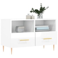 vidaXL TV-Schrank Hochglanz-Wei&szlig; 80x36x50 cm Holzwerkstoff