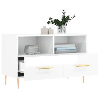 vidaXL TV-Schrank Hochglanz-Wei&szlig; 80x36x50 cm Holzwerkstoff