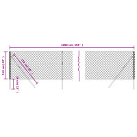 vidaXL Maschendrahtzaun Silbern 1,1x10 m