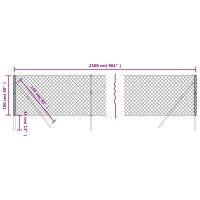 vidaXL Maschendrahtzaun Silbern 1x25 m