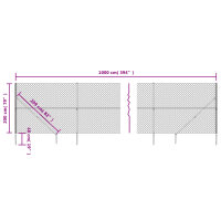 vidaXL Maschendrahtzaun mit Bodenh&uuml;lsen Anthrazit 2x10 m