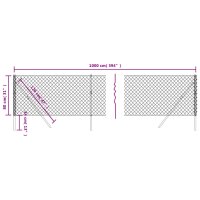 vidaXL Maschendrahtzaun Silbern 0,8x10 m