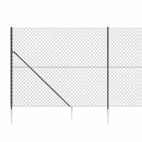 vidaXL Maschendrahtzaun mit Bodenh&uuml;lsen Anthrazit 1,8x25 m