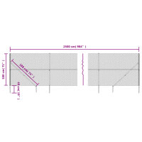 vidaXL Maschendrahtzaun mit Bodenh&uuml;lsen Anthrazit 1,8x25 m