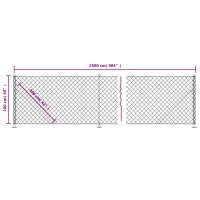 vidaXL Maschendrahtzaun mit Bodenflansch Anthrazit 1x25 m