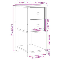 vidaXL Nachttisch Schwarz 32x42x70 cm Holzwerkstoff