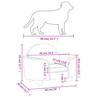 vidaXL Hundebett Hellgrau 66x40x45 cm Samt