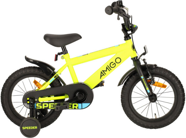 AMIGO Speeder 14 Zoll 24 cm Jungen R&uuml;cktrittbremse Gelb/Schwarz