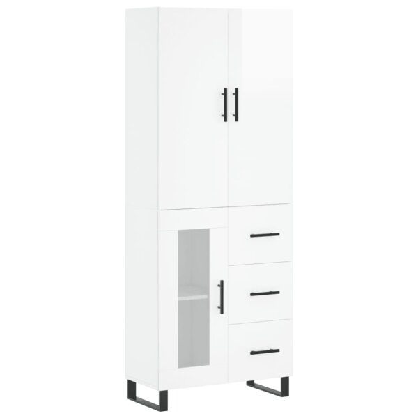 vidaXL Highboard Hochglanz-Wei&szlig; 69,5x34x180 cm Holzwerkstoff