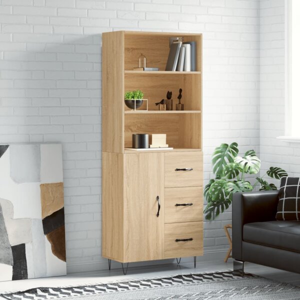 vidaXL Highboard Sonoma-Eiche 69,5x34x180 cm Holzwerkstoff