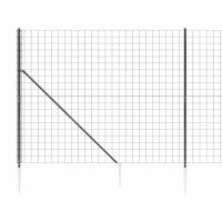 vidaXL Maschendrahtzaun mit Bodenh&uuml;lsen Anthrazit 1,4x25 m