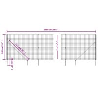 vidaXL Maschendrahtzaun mit Bodenh&uuml;lsen Anthrazit 1,4x25 m