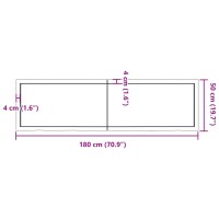 vidaXL Wandregal Hellbraun 180x50x4 cm Massivholz Eiche Behandelt