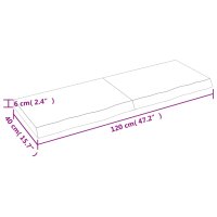 vidaXL Wandregal 120x40x6 cm Massivholz Eiche Unbehandelt