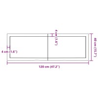 vidaXL Wandregal 120x40x6 cm Massivholz Eiche Unbehandelt