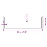 vidaXL Wandregal Hellbraun 180x60x4 cm Massivholz Eiche Behandelt