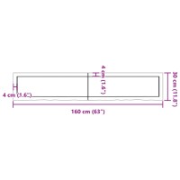 vidaXL Wandregal 160x30x6 cm Massivholz Eiche Unbehandelt