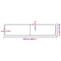 vidaXL Wandregal Hellbraun 220x50x4 cm Massivholz Eiche Behandelt