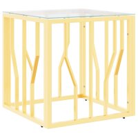 vidaXL Couchtisch Golden 50x50x50 cm Edelstahl und Glas