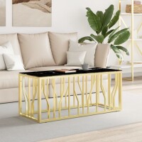 vidaXL Couchtisch Golden 110x45x45 cm Edelstahl und Glas