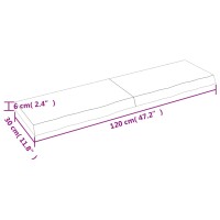 vidaXL Wandregal Dunkelgrau 120x30x6 cm Massivholz Eiche Behandelt