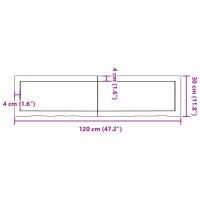 vidaXL Wandregal Dunkelgrau 120x30x6 cm Massivholz Eiche Behandelt