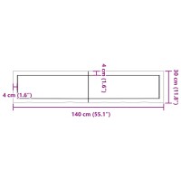 vidaXL Wandregal 140x30x4 cm Massivholz Eiche Unbehandelt