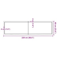 vidaXL Wandregal 220x60x6 cm Massivholz Eiche Unbehandelt