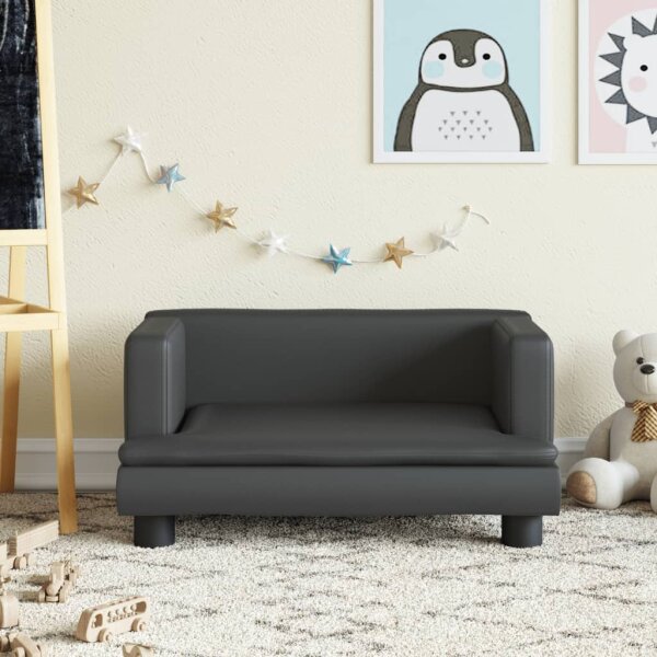 vidaXL Kindersofa Schwarz 60x40x30 cm Kunstleder