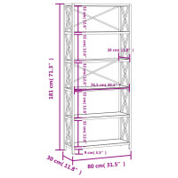 vidaXL Regal mit 6 B&ouml;den 80x30x181 cm Massivholz Eiche