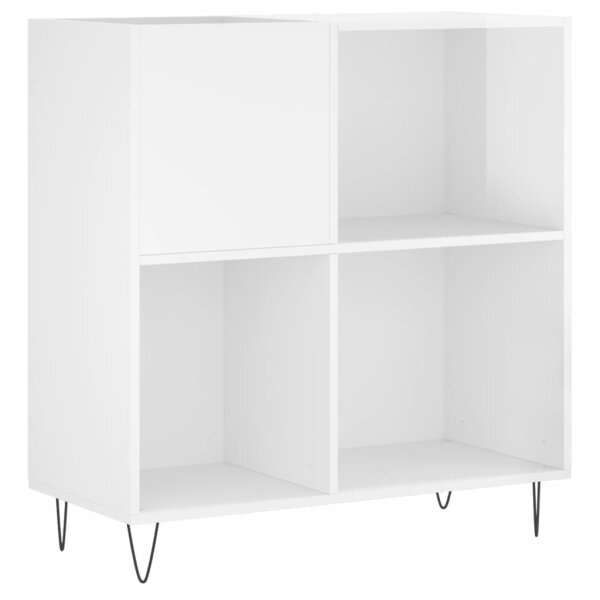 vidaXL Plattenschrank Hochglanz-Wei&szlig; 84,5x38x89 cm Holzwerkstoff