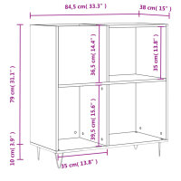 vidaXL Plattenschrank Hochglanz-Wei&szlig; 84,5x38x89 cm Holzwerkstoff