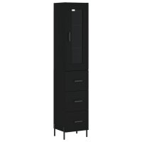 vidaXL Highboard Schwarz 34,5x34x180 cm Holzwerkstoff