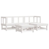 vidaXL 5-tlg. Garten-Lounge-Set mit Kissen Wei&szlig; Massivholz