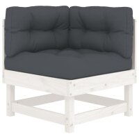 vidaXL 5-tlg. Garten-Lounge-Set mit Kissen Wei&szlig; Massivholz