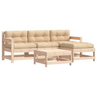 vidaXL 5-tlg. Garten-Lounge-Set mit Kissen Massivholz