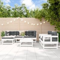 vidaXL 7-tlg. Garten-Lounge-Set mit Kissen Wei&szlig; Massivholz