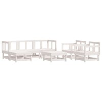 vidaXL 7-tlg. Garten-Lounge-Set mit Kissen Wei&szlig; Massivholz