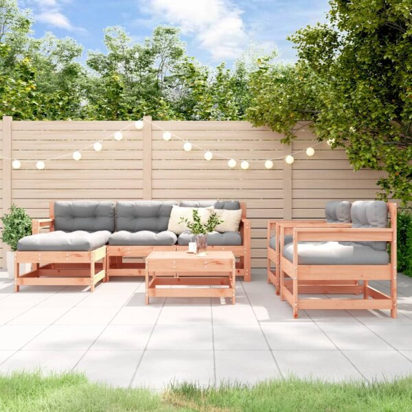 vidaXL 7-tlg. Garten-Lounge-Set mit Kissen Massivholz Douglasie