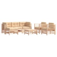 vidaXL 7-tlg. Garten-Lounge-Set mit Kissen Massivholz