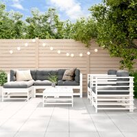 vidaXL 7-tlg. Garten-Lounge-Set mit Kissen Weiß...