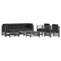 vidaXL 7-tlg. Garten-Lounge-Set mit Kissen Grau Massivholz