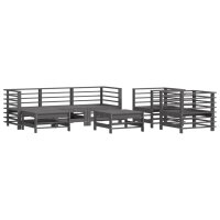 vidaXL 7-tlg. Garten-Lounge-Set mit Kissen Grau Massivholz