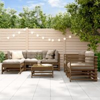 vidaXL 7-tlg. Garten-Lounge-Set mit Kissen Honigbraun Massivholz