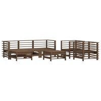 vidaXL 7-tlg. Garten-Lounge-Set mit Kissen Honigbraun Massivholz