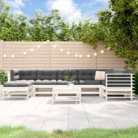 vidaXL 8-tlg. Garten-Lounge-Set mit Kissen Wei&szlig; Massivholz